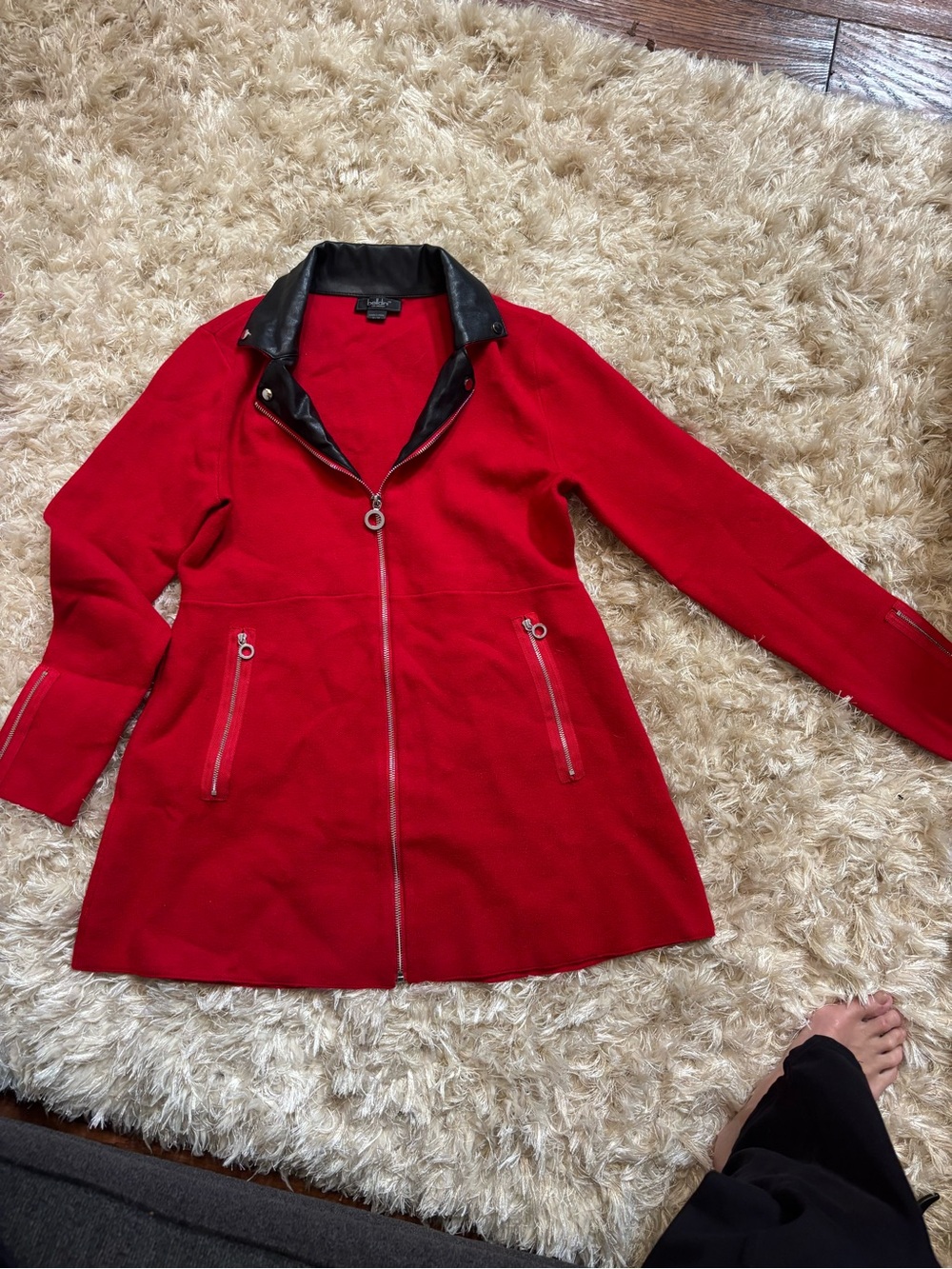 Red blazer with Faux Leather